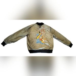 LUCKY BRAND Reversible Bomber Jacket With Dragon Embroidery XL